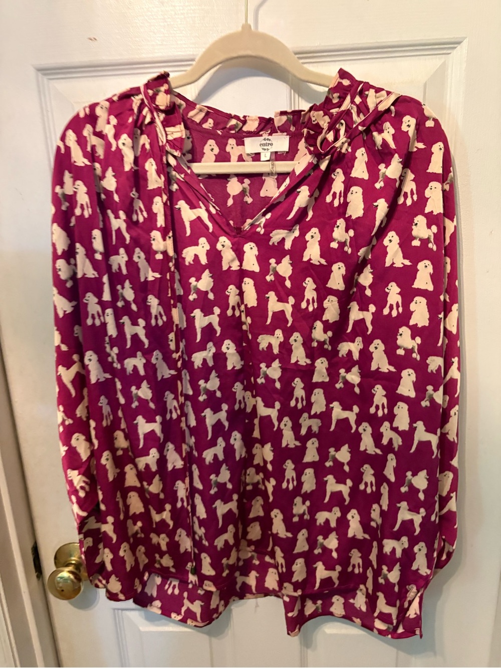 entro Pink and Cream Dog Print Top